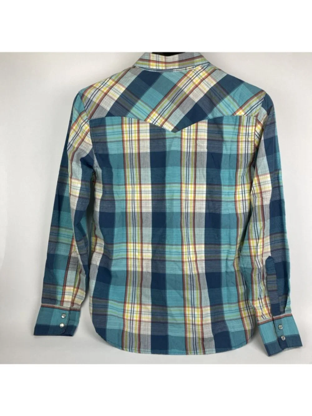 Levi's Mens Shirt Blue Small Button Down Plaid Flannel 117508 Pearl Snaps - Picture 4 of 4